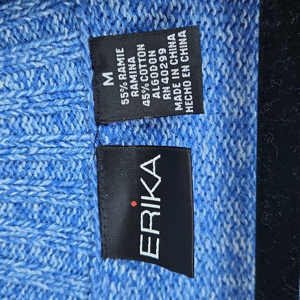 Vintage Erika Women's Zippered Knit Sweater Cardigan Blue Size Medium NWT - Picture 8 of 11